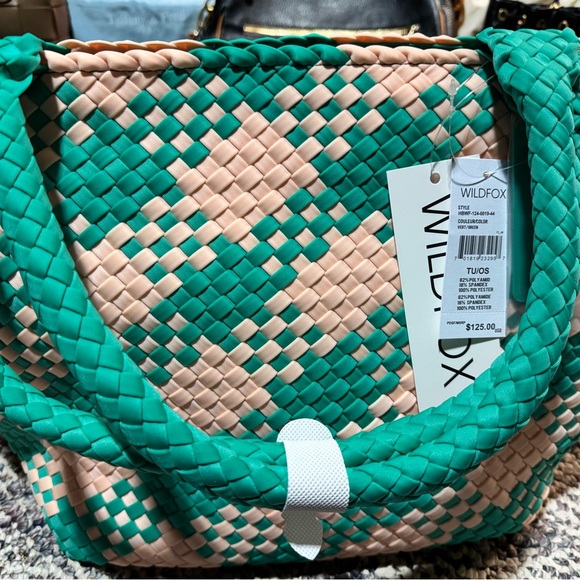 Wildfox Green and Peach Woven Bag - Picture 6 of 6
